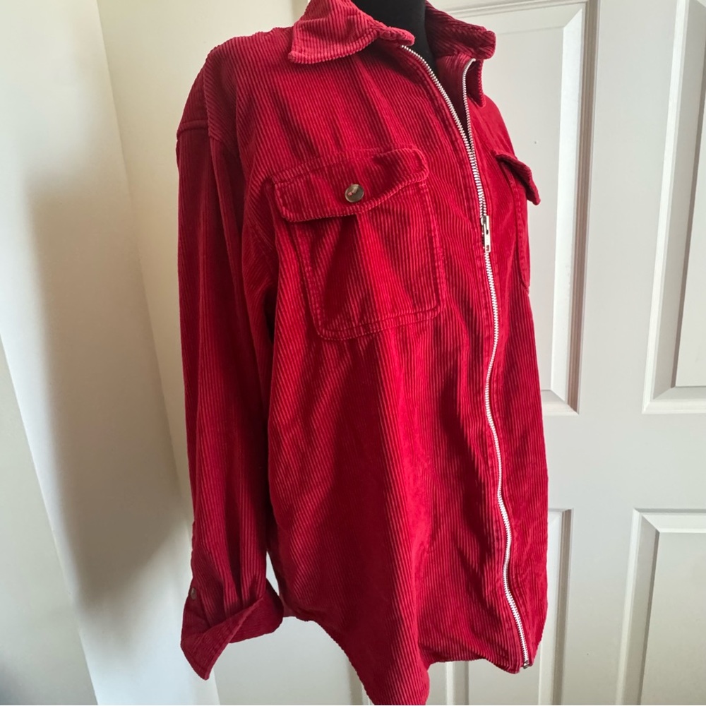 Jones Wear Women's Red Full Zip Collared Jacket Pockets Size M Regular